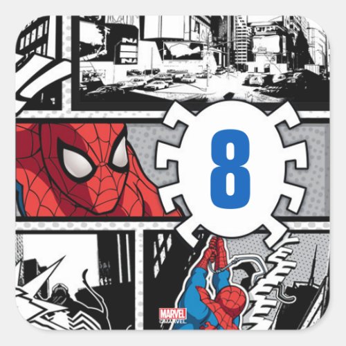 Marvel  Spiderman _ Birthday Square Sticker