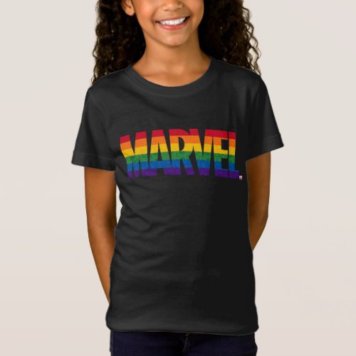 Marvel Super Hero Icon Horizontal Rainbow T_Shirt