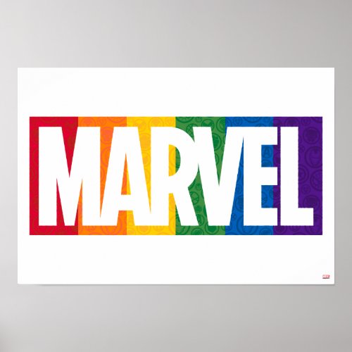 Marvel Super Hero Icon Rainbow Brick Poster