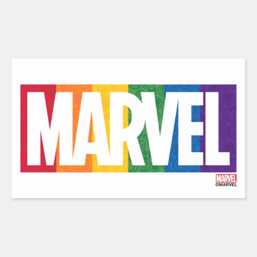 Marvel Super Hero Icon Rainbow Brick Rectangular Sticker