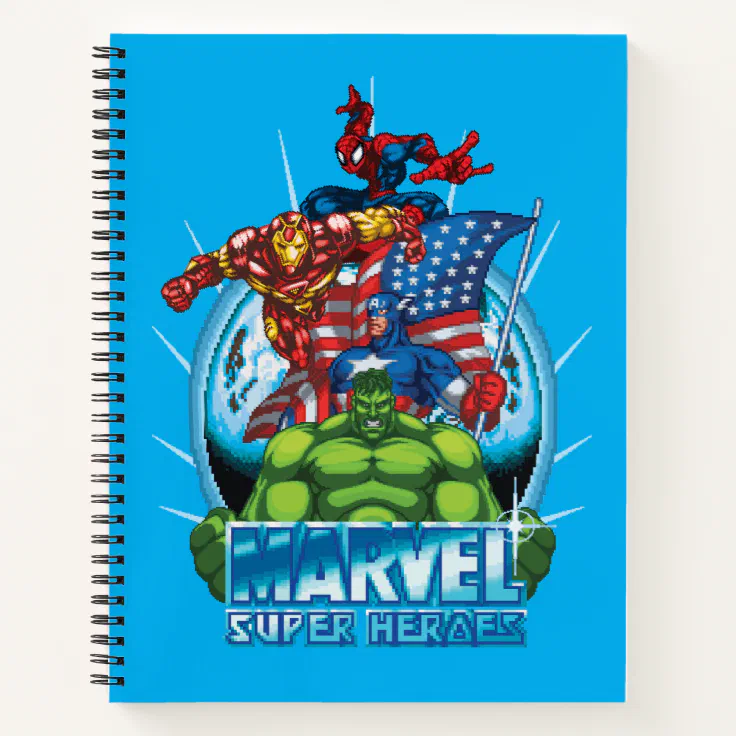 Marvel Heroes Pixel Boys T-Shirt New Captain America Iron Man Spiderman Blue 