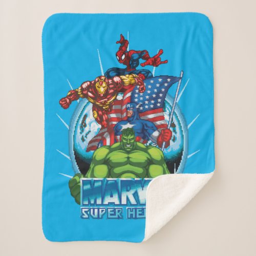 Marvel Super Heroes Character Video Game Sprites Sherpa Blanket