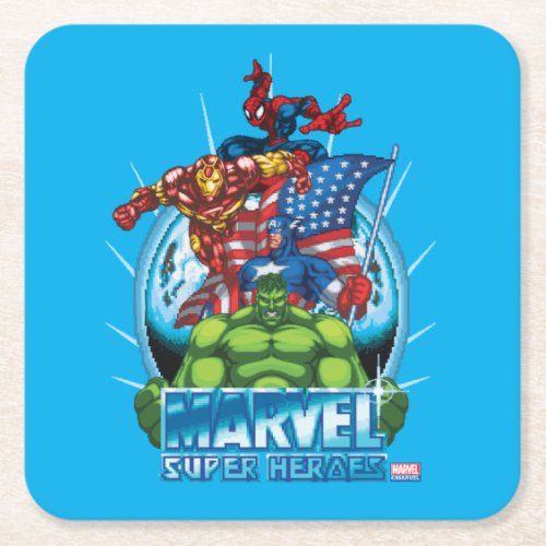 Marvel Super Heroes Character Video Game Sprites Square Paper Coaster