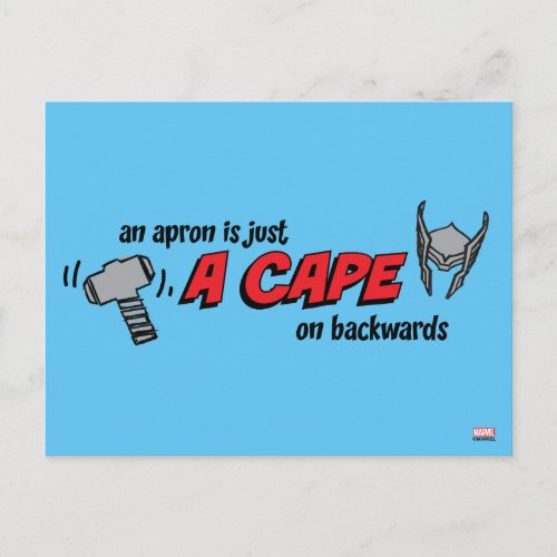 Marvel  Thor _ Apron is a Cape on Backwards Postcard