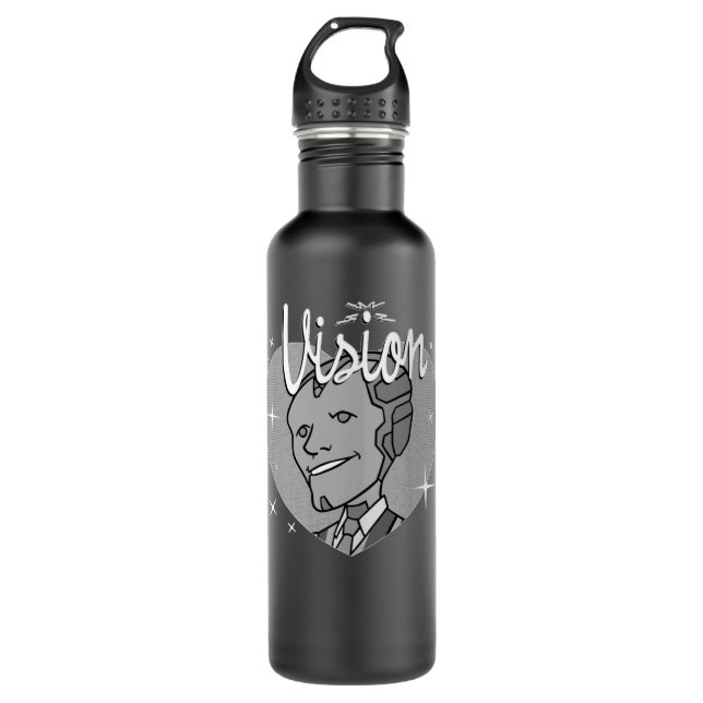 Marvel WandaVision Vision Heart Retro 60s Sweatshi Stainless Steel Water Bottle (Front)