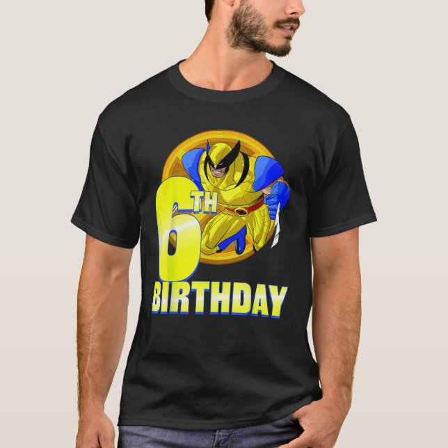 Marvel X Men Wolverine 6th Birthday Badge T-Shirt (Front)