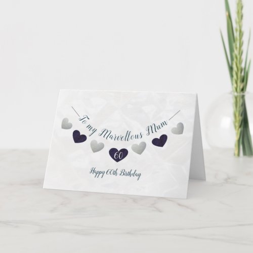 Marvellous mum 60th birthday bunting  crystal card