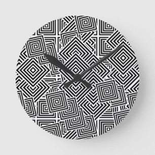 Marvelous black and white geometry round clock