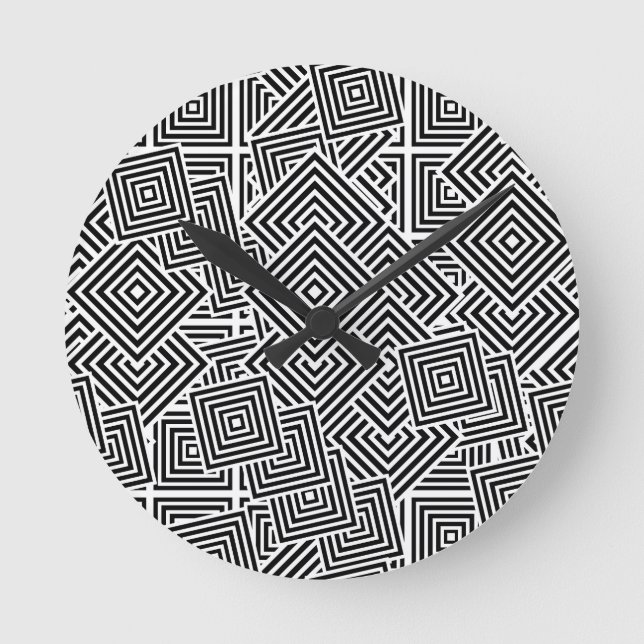 Marvelous black and white geometry round clock (Front)
