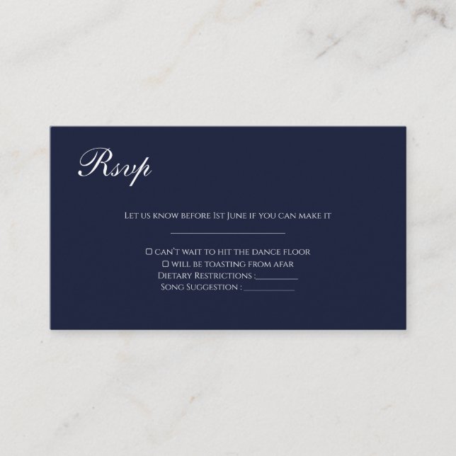 Marvelous Blue save the date wedding rsvp card (Front)