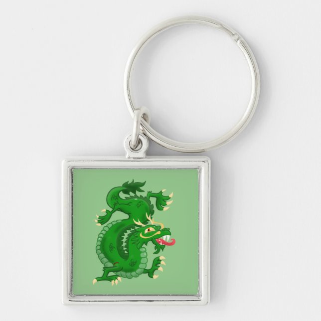 Marvelous, Green, Oriental Dragon Keychain (Front)