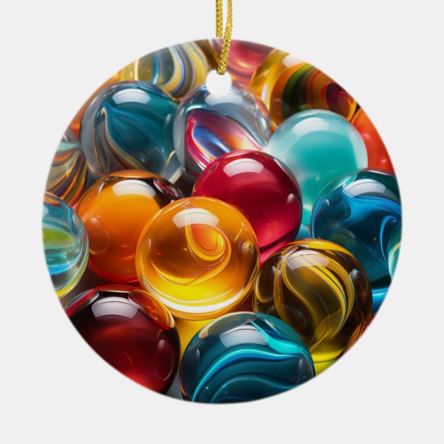 Marvelous marbles ceramic ornament (Front)