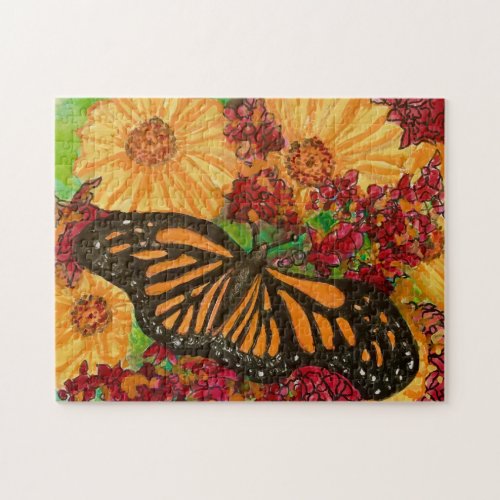 Marvelous Monarch Butterfly Watercolor Painting Jigsaw Puzzle