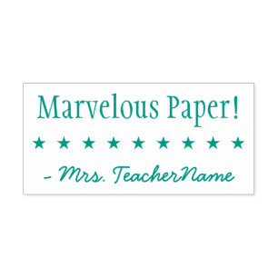 "Marvelous Paper!" + Tutor's Name Rubber Stamp