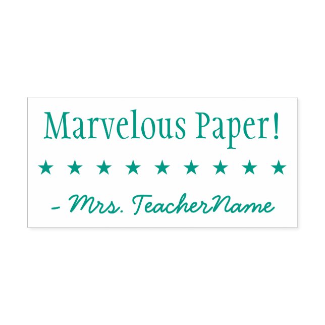 "Marvelous Paper!" + Tutor's Name Rubber Stamp (Design)