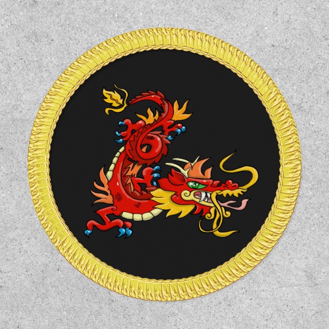 Marvelous Red Oriental Dragon Patch (Front)