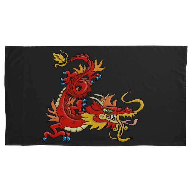 Marvelous Red Oriental Dragon Pillow Case (Front)