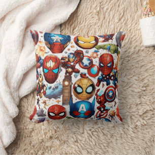 "Marvelous Seamless White Background: Where Heroes Throw Pillow