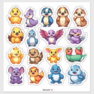 marvelous set of cartoon animal stickers