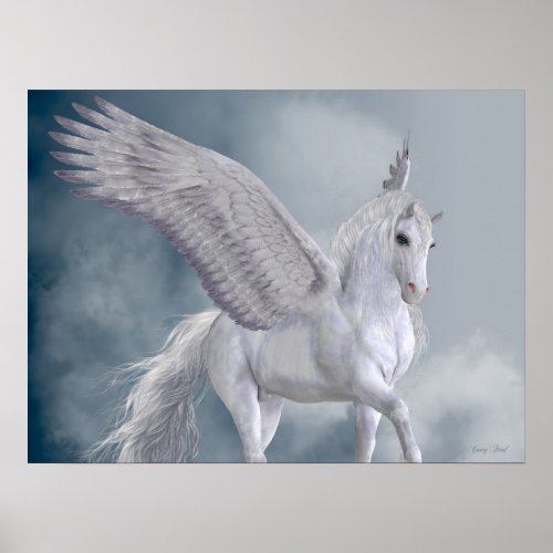 Marvelous White Pegasus Poster