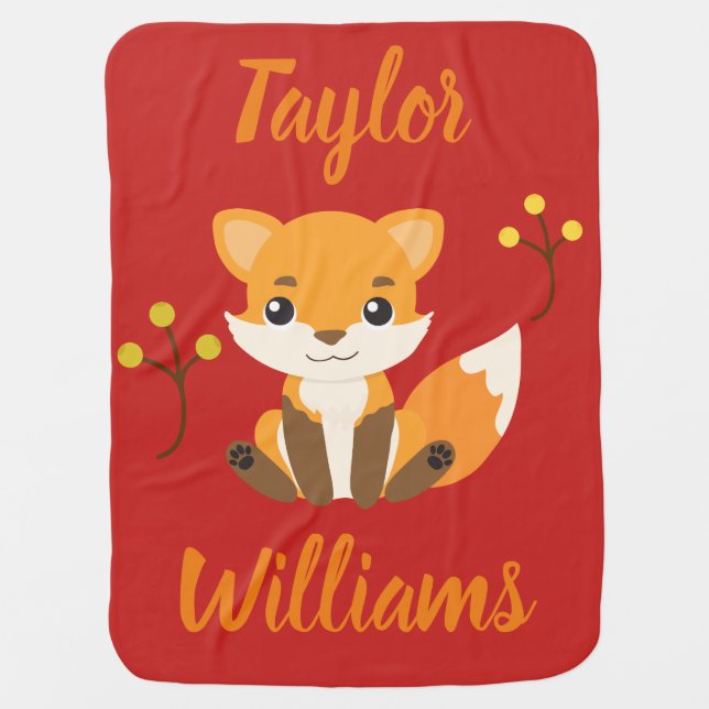 Marvelous Woodland Fox Nursery Baby Blanket (Front)