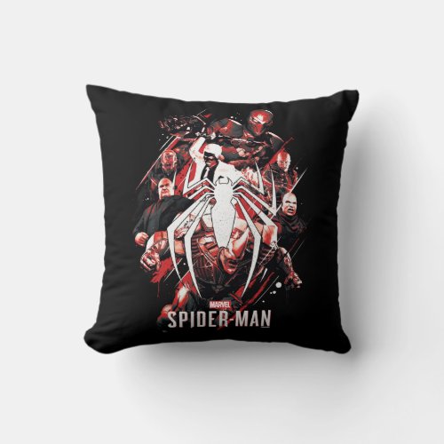Marvels Spider_Man  Bad Guys In Spideys Head Throw Pillow