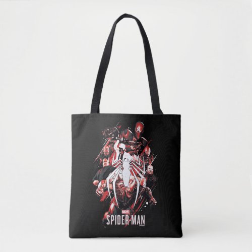 Marvels Spider_Man  Bad Guys In Spideys Head Tote Bag
