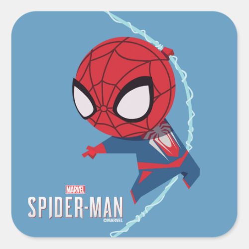 Marvels Spider_Man  Cartoon Spidey Swinging Square Sticker
