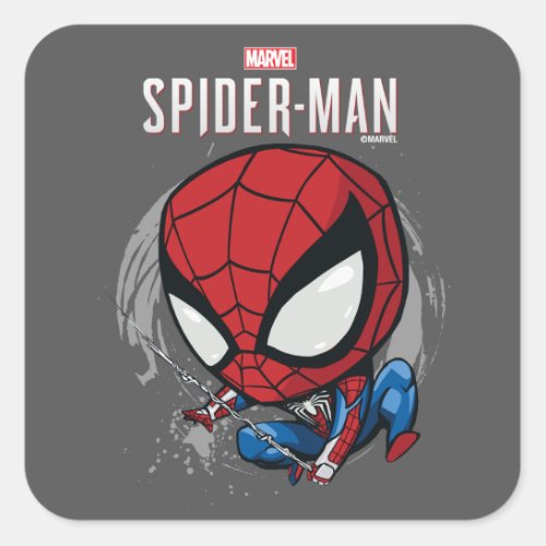 Marvels Spider_Man  Cartoon Spidey Web Swing Square Sticker