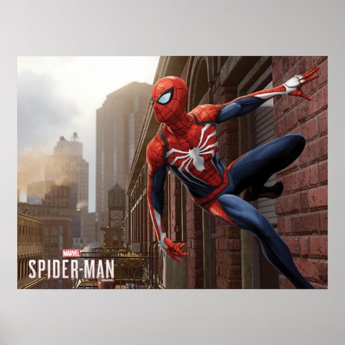 Marvels Spider_Man  Hanging On Wall Pose Poster