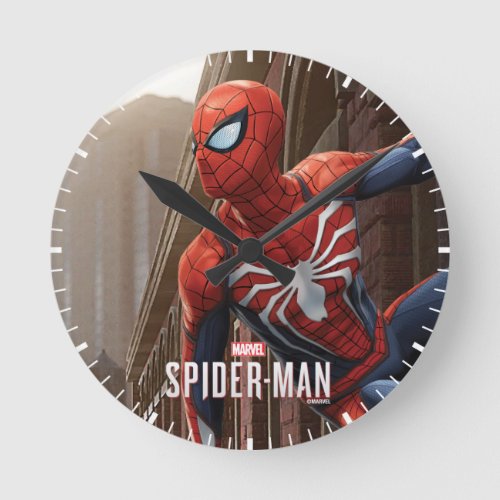 Marvels Spider_Man  Hanging On Wall Pose Round Clock