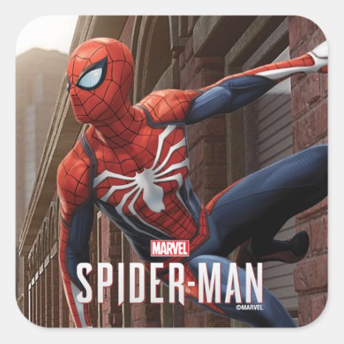 Marvels Spider_Man  Hanging On Wall Pose Square Sticker