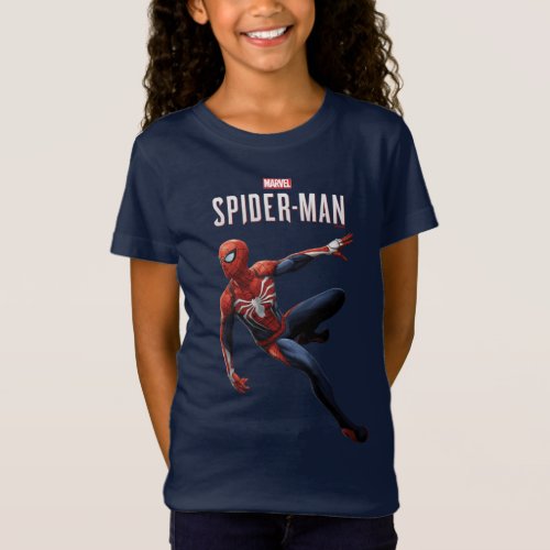 Marvels Spider_Man  Hanging On Wall Pose T_Shirt