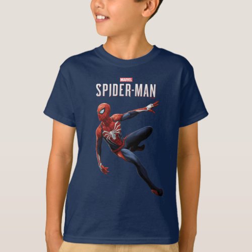 Marvels Spider_Man  Hanging On Wall Pose T_Shirt
