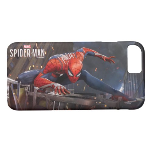 Marvels Spider_Man  Landing on Webbed Helicopter iPhone 87 Case