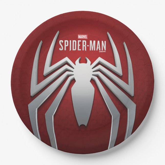 Marvel's Spider-Man | Metal Spider Emblem Paper Plates (Front)
