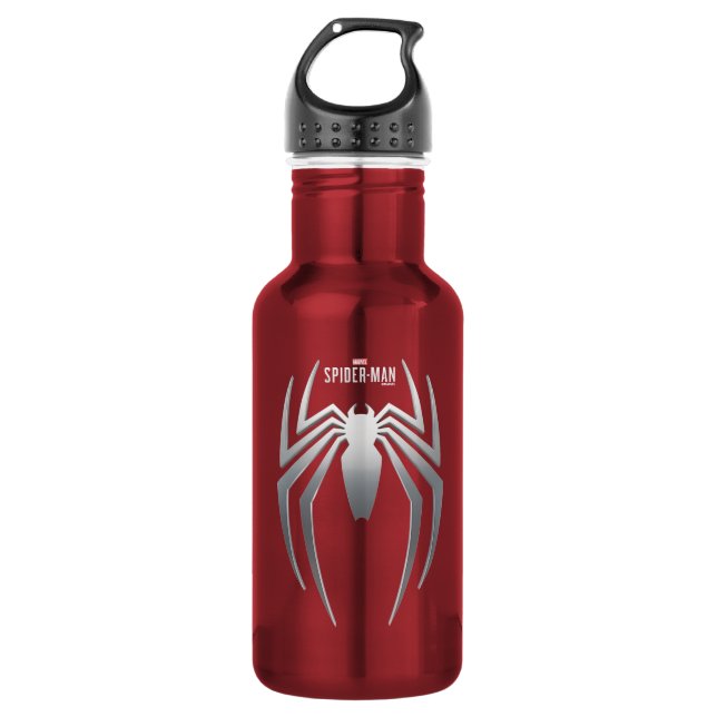 Marvel's Spider-Man | Metal Spider Emblem Stainless Steel Water Bottle (Front)