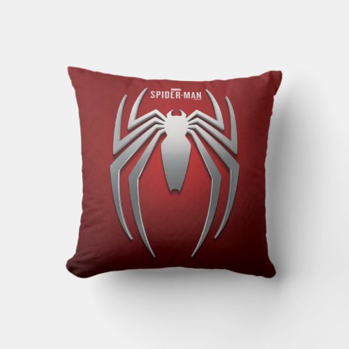 Marvels Spider_Man  Metal Spider Emblem Throw Pillow