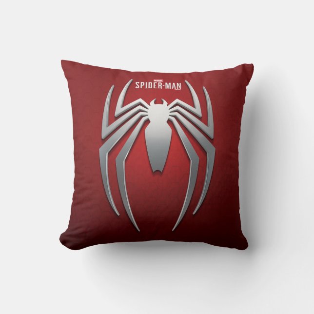 Marvel's Spider-Man | Metal Spider Emblem Throw Pillow (Front)