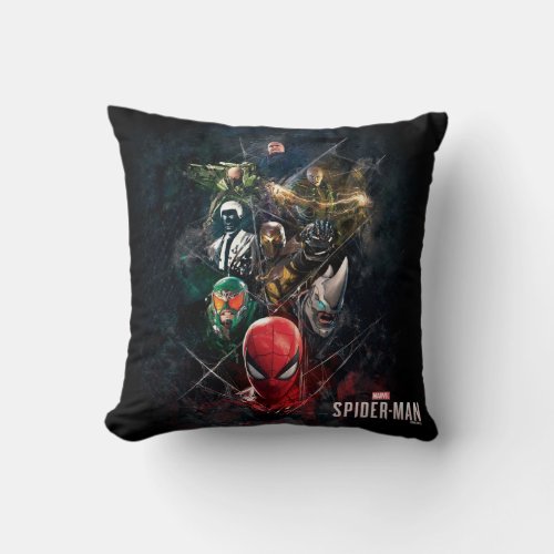 Marvels Spider_Man  Villain Collage Throw Pillow