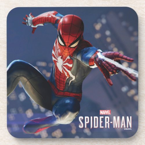 Marvels Spider_Man  Web Shooting Through city Beverage Coaster