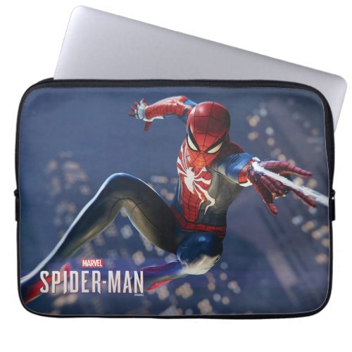 Marvels Spider_Man  Web Shooting Through city Laptop Sleeve