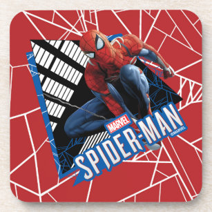Square Single Coaster Red Spider Web Man Superhero Kids Teen  #24241 