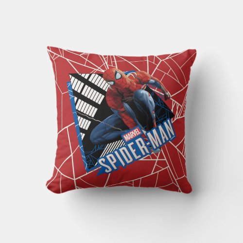 Marvels Spider_Man  Web Swing Name Graphic Throw Pillow