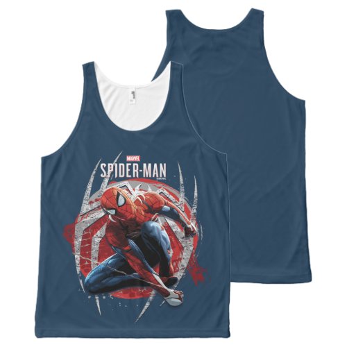 Marvels Spider_Man  Web Swing Street Art Graphic All_Over_Print Tank Top