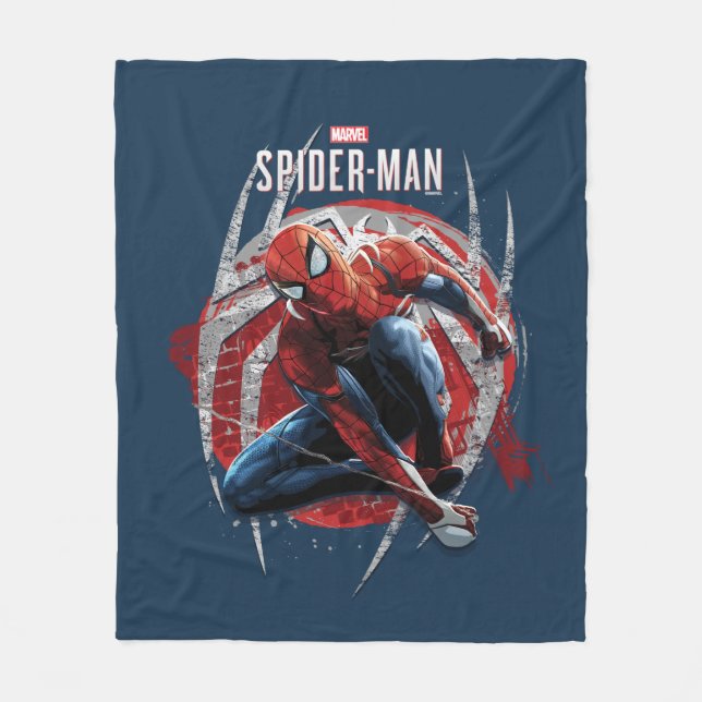 Marvel's Spider-Man | Web Swing Street Art Graphic Fleece Blanket (Front)