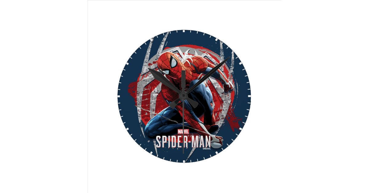 Marvel S Spider Man Web Swing Street Art Graphic Round Clock