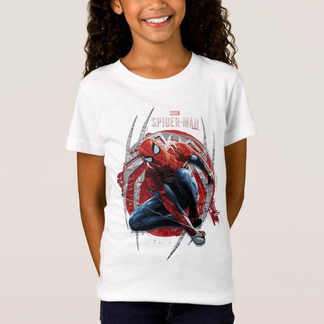 Marvel's Spider-Man | Web Swing Street Art Graphic T-Shirt (Front)