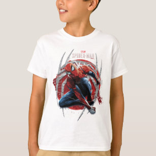 Spider-Man T-Shirt 100% Coton Organique pour Enfants Marvel Comics Design Original sous Licence Masque Rouge Logoshirt 