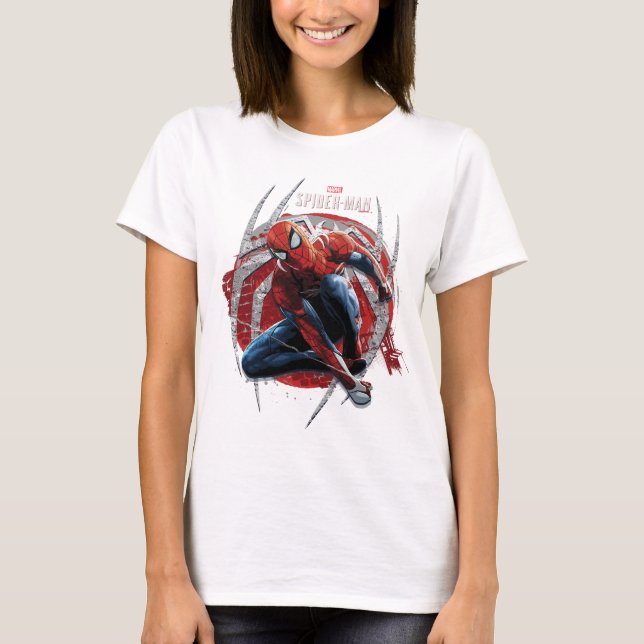 Marvel's Spider-Man | Web Swing Street Art Graphic T-Shirt (Front)